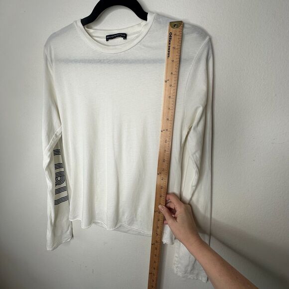 Brandy Melville White with Blue Malibu Graphic Crew Neck Long Sleeve Tee Small - Picture 5 of 8